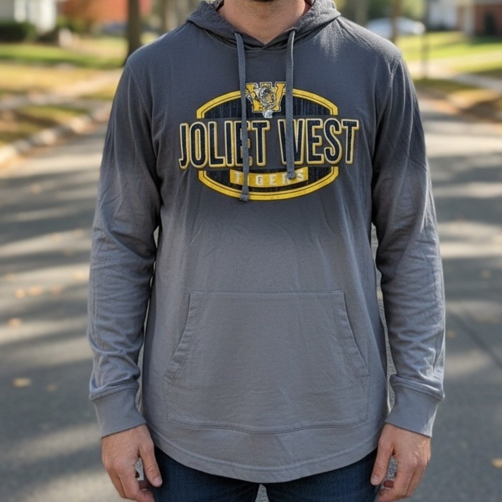 Joliet West Tigers Hoodie‎ Pullover Sweatshirt Men's Size L Gray Graphic